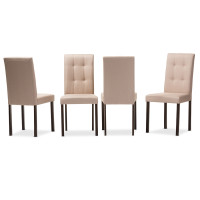 Baxton Studio Andrew-DC-9-Grids-Beige Andrew Modern and Contemporary Beige Fabric Upholstered Grid-tufting Dining Chair (Set of 4)
